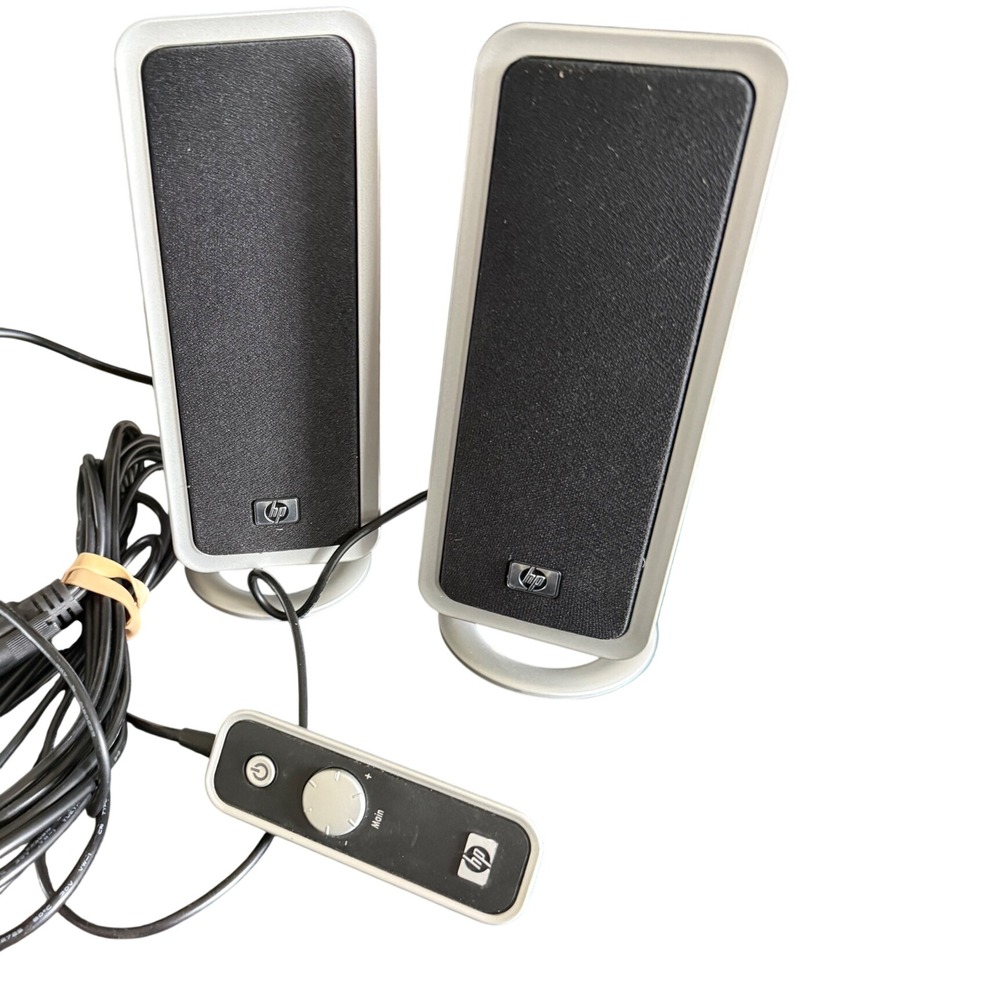HP Powered Multimedia Computer Speakers Desktop Audio Volume Control Pod Set